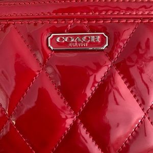 Coach Leather Patent Wristlet Red